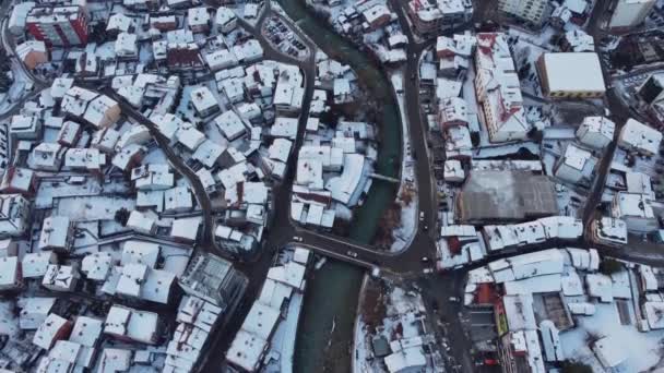 Πυροβολισμός Drone Της Πόλης Οποία Ήταν Χτισμένη Στον Πυθμένα Του — Αρχείο Βίντεο