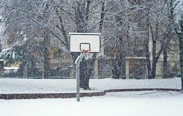 Basketball Hoop Isolated Snow — ストック写真