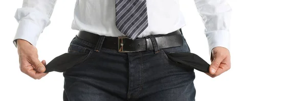 Silhouette of man with empty pockets inside out — Stock Photo, Image