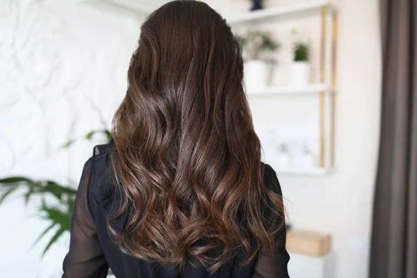 Schöne lange Haare einer jungen brünetten Frau — Stockfoto