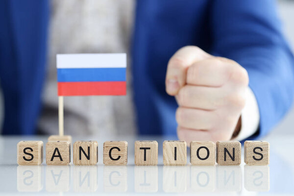Imposition of sanctions against aggressor Russia closeup