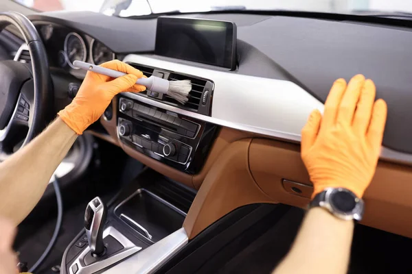 Professional maintenance of car air conditioners closeup