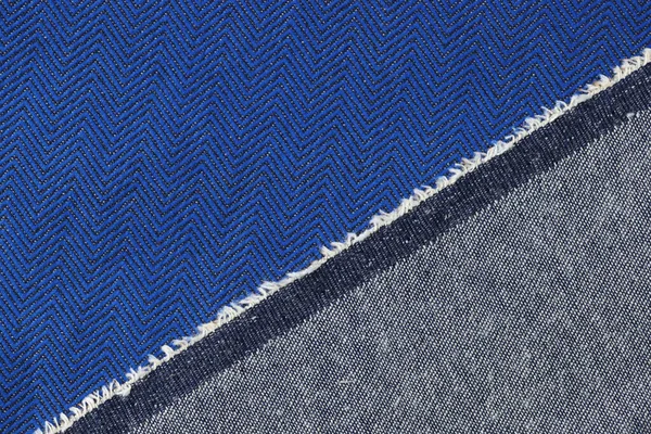 Penutup kain macro denim jeans biru — Stok Foto