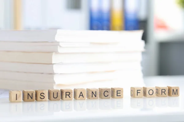 Documents insurance form. Examining information in folder with documents closeup — стоковое фото