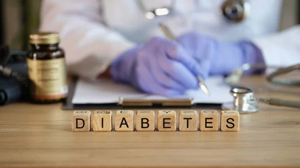 Diagnosis of diabetes mellitus and prescription of treatment doctor. Causes of diabetes mellitus concept