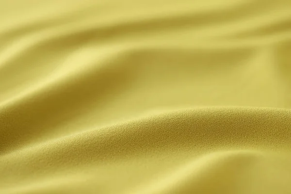 橄榄波纹面料的顶视图纹理背景 面料纹理背景 缝衣服用的黄色布 漂亮的皱巴巴的图案 — 图库照片