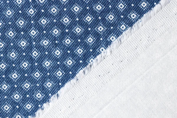 Top View Blue Jeans Fabric White Geometric Print Pattern Smooth — Stok Foto