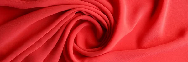 Abstrakt Bakgrund Lyx Tyg Röd Färg Och Vågiga Veck Texturer — Stockfoto