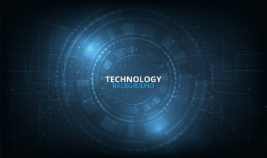 Yüksek teknoloji devre kartı bağlantı sistemi kavramı. Koyu mavi arkaplan 3D illüstrasyon üzerinde görüntü elektrik devre teknolojisi bağlantısı.