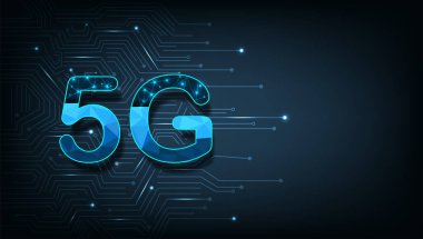 5G mobil ağ teknolojisi kavramı. Yüksek hızlı bağlantıya sahip ağ kablosuz Küresel ağ yüksek hızlı yenilik bağlantı veri hızı teknolojisi çizimi. 