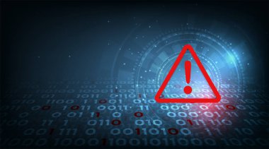 Digital data cyber attack concept design.Red and blue binary code on dark blue background. Cyber Attack vector illustration.