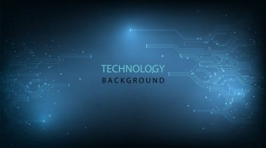 Elektronik devre kartı arka planı. Koyu mavi arkaplan üzerine vektör soyut teknoloji illüstrasyon devre kartı. Yüksek teknoloji bağlantı sistemi. Teknoloji tarzı kavram..