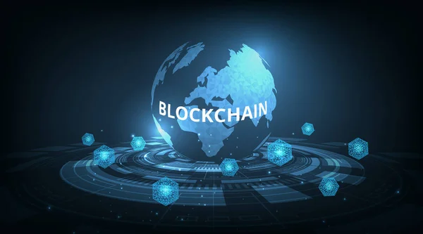 Blockchain Network Connecting Technology Concept Isometric Digital Blocks Connection Vector — Vector de stock