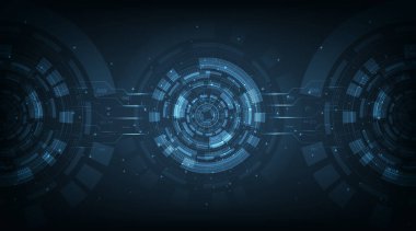 Koyu mavi soyut teknoloji arka plan. Teknoloji tasarımı. Koyu mavi çember arka plan..