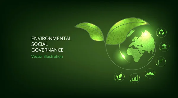 World Sustainable Environment Concept Design Green Earth Environment Social Governance — Stock vektor