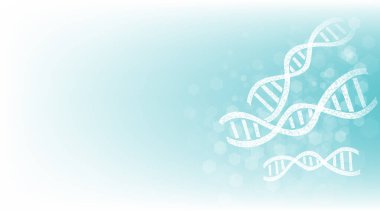 Beyaz ve mavi arka planda DNA çift sarmallı. Fütüristik elementli DNA grafiği. Genetik arka plan. Bilim ve Teknoloji konsepti. 
