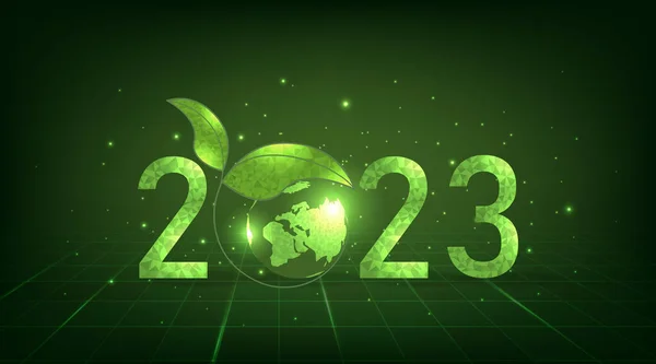 Concept 2023 Love Earth Love Environment Text 2023 Design Green - Stok Vektor