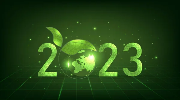  Concept of 2023 love the earth love the environment.text 2023 design on green background.Greeting Card, Banner, Poster. Vector Illustration.