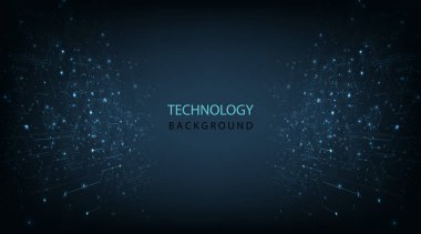 Vector background shows the innovation of technology design.Vector abstract technology illustration Circuit board on dark blue background.