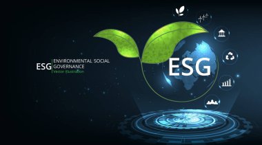 Environmental Social and Governance (ESG)concept design.The company development of a nature conservation strategy and Solving environmental, social and management problems with figure icons.