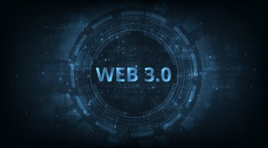 Web 3.0 text on blue technology background design.Concept of upgrade new Technology.