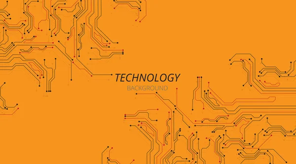 Technology Circuit Diagram Yellow Background High Tech Circuit Board Connection — 스톡 벡터