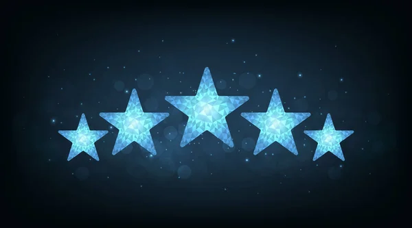 Rating Konzept Wireframe Fünf Sterne Low Poly Style Fünf Sterne — Stockvektor