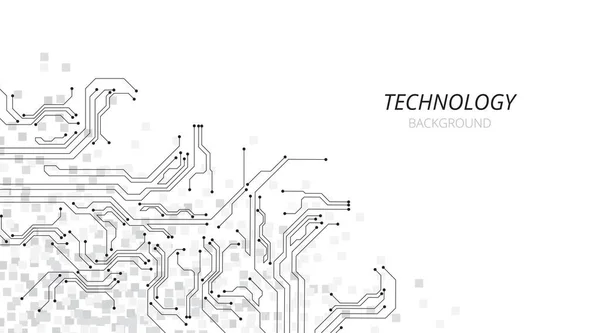 Technologia Czarny Schemat Obwodu Białym Tle High Tech Układ Połączeń — Wektor stockowy