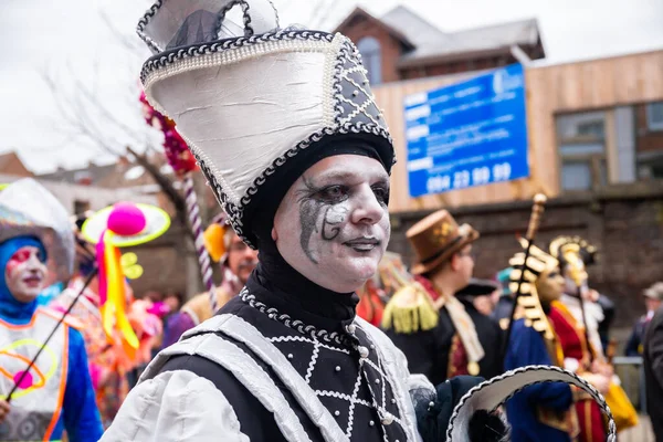 Binche Βέλγιο Φεβρουάριος 2019 Συμμετέχοντες Στο Καρναβάλι Της Πόλης Binche Εικόνα Αρχείου