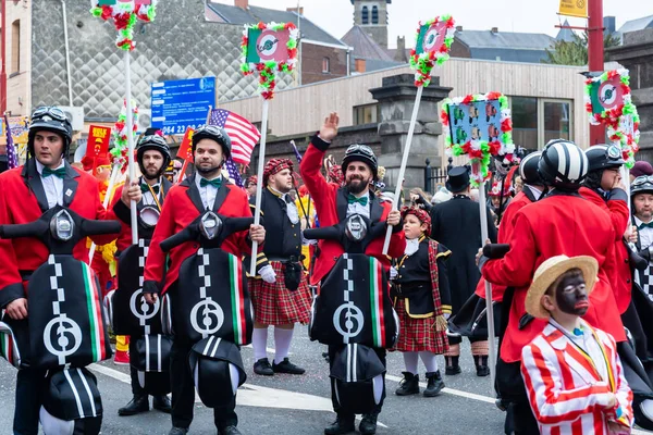 Binche Belgia Luty 2019 Uczestnicy Karnawału Miasta Binche Hainaut Belgia Zdjęcia Stockowe bez tantiem