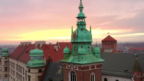 Poland, Krakow. Old Europe architecture aerial view. — Vídeo de stock