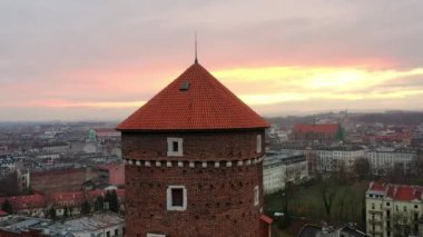 Eski Avrupa Şehir Hava Manzarası. Polonya, Krakow.