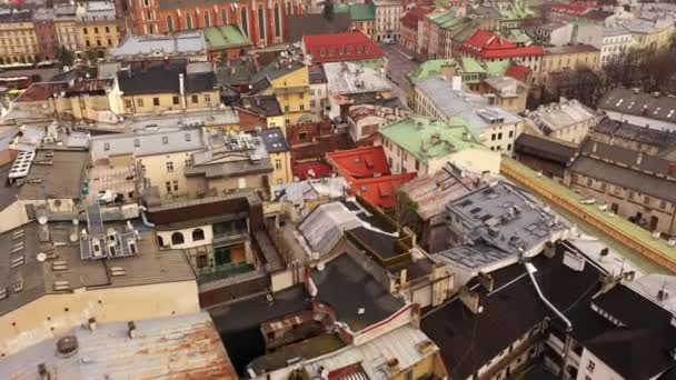 Europe Old Town Roofs, Kracow Poland, View from Above — Vídeo de stock