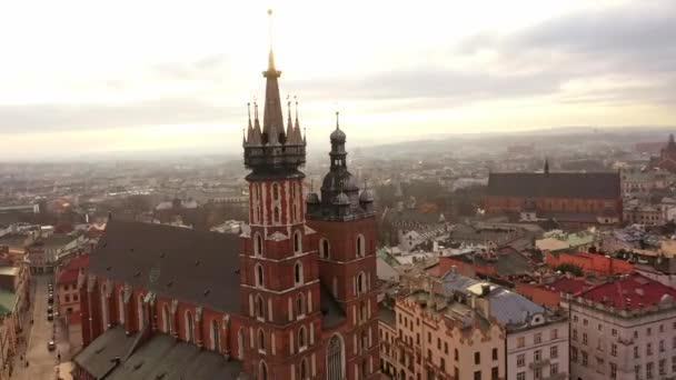 Aerial View Krakow Cloth Hall Old Town Cracow Poland — Stock videók