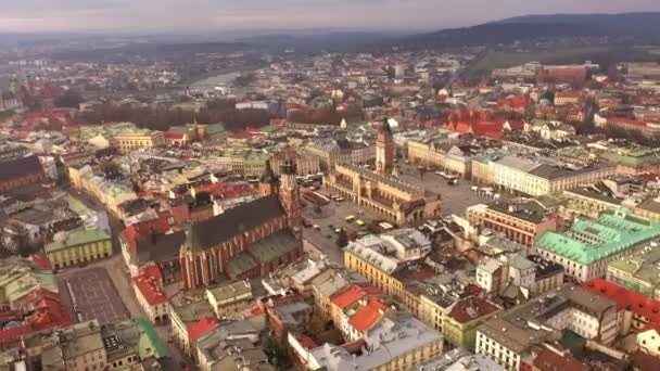 Aerial View Krakow Cloth Hall Old Town Cracow Poland — Stockvideo
