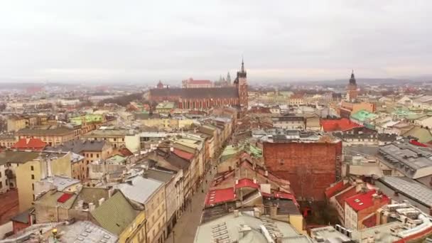Aerial View Krakow Roofs Old Town Cracow Poland — Stock video