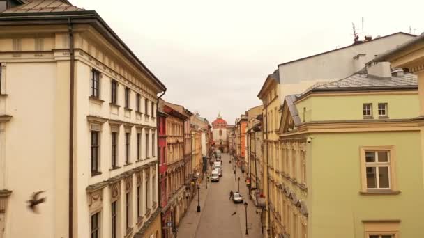Vista Aérea Cracóvia Street Cidade Velha Cracóvia Polônia — Vídeo de Stock