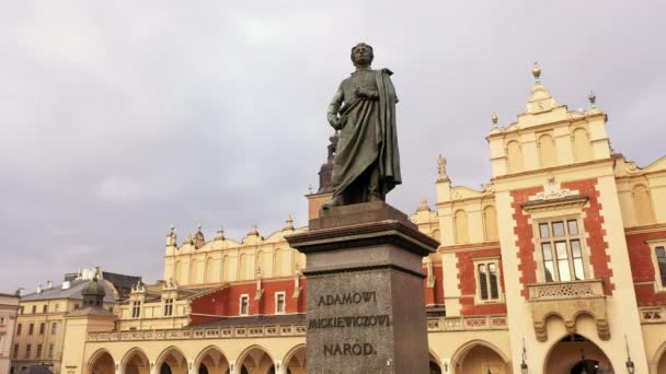 Monument Adam Mickiewicz Poland Krakow — Vídeo de Stock