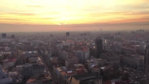 Romanya 'nın Bükreş Merkezinin Hava Görünümü Mimarisi, — Stok video