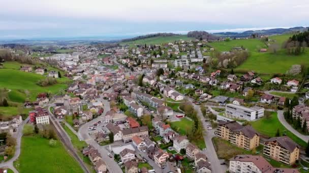 Vista Aérea Herisau Suiza — Vídeo de stock