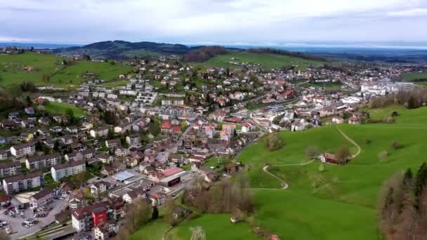 Aerial View Herisau Swiss — Stock Video