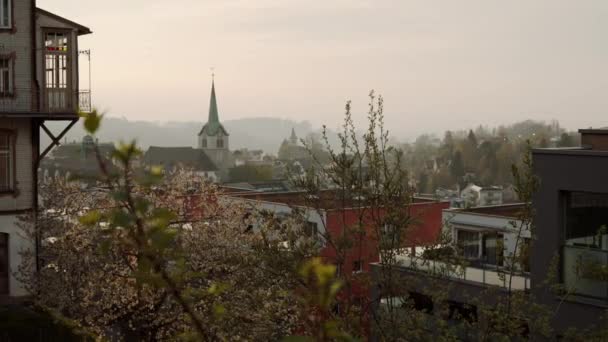 Zwitserse Stadsgezicht Van Calm Small Town — Stockvideo