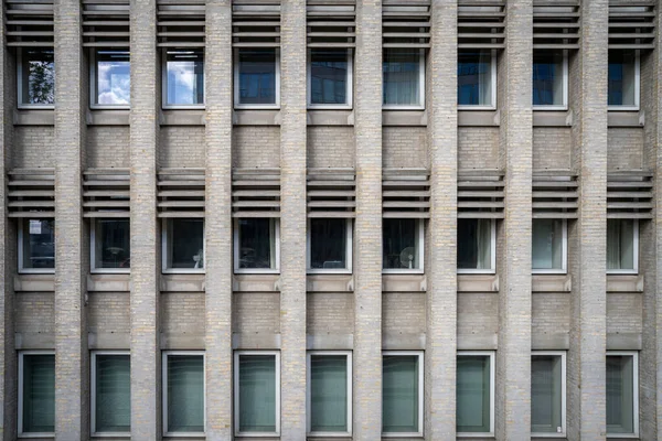 Reflecting Window Glass Symmetric Modern Building Brick Facade Downtown Copenhagen — Stock Photo, Image