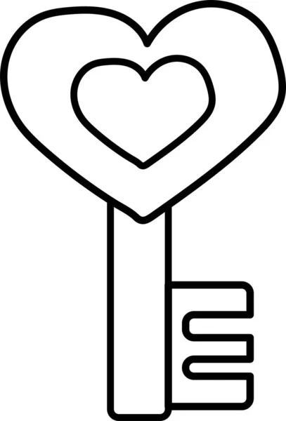 Простий Векторна Ілюстрація Контуру Ключа Серця — стоковий вектор