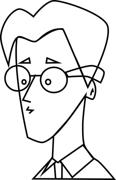 Contorno Ilustração Plana Vetorial Homem Com Óculos — Vetor de Stock