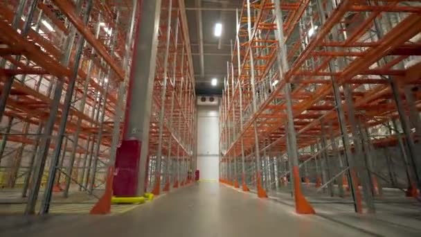 Empty Metal Racks Distribution Goods Large Warehouse Premise World Crisis — Video