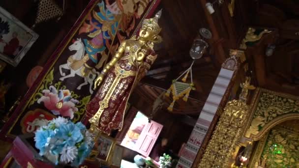 Sculpture Buddhist Deity Temple Wat Phra Singh Temple Chiang Mai — стоковое видео