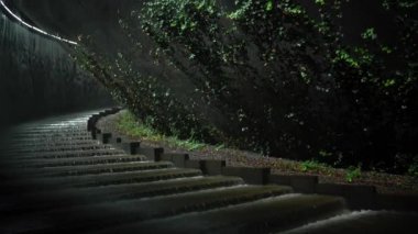 Krasnodar 'daki Galitskogo Parkı' ndan akan bir kase şeklinde gece çeşmesi.