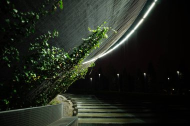 Krasnodar 'daki Galitskogo Parkı' ndan akan bir kase şeklinde gece çeşmesi.