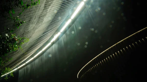 Krasnodar 'daki Galitskogo Parkı' ndan akan bir kase şeklinde gece çeşmesi.